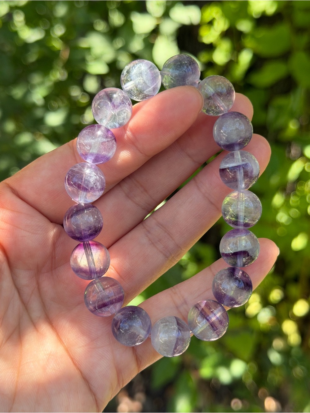 12mm stretchable banded purple fluorite bracelet 1585 - Picture 8 of 9